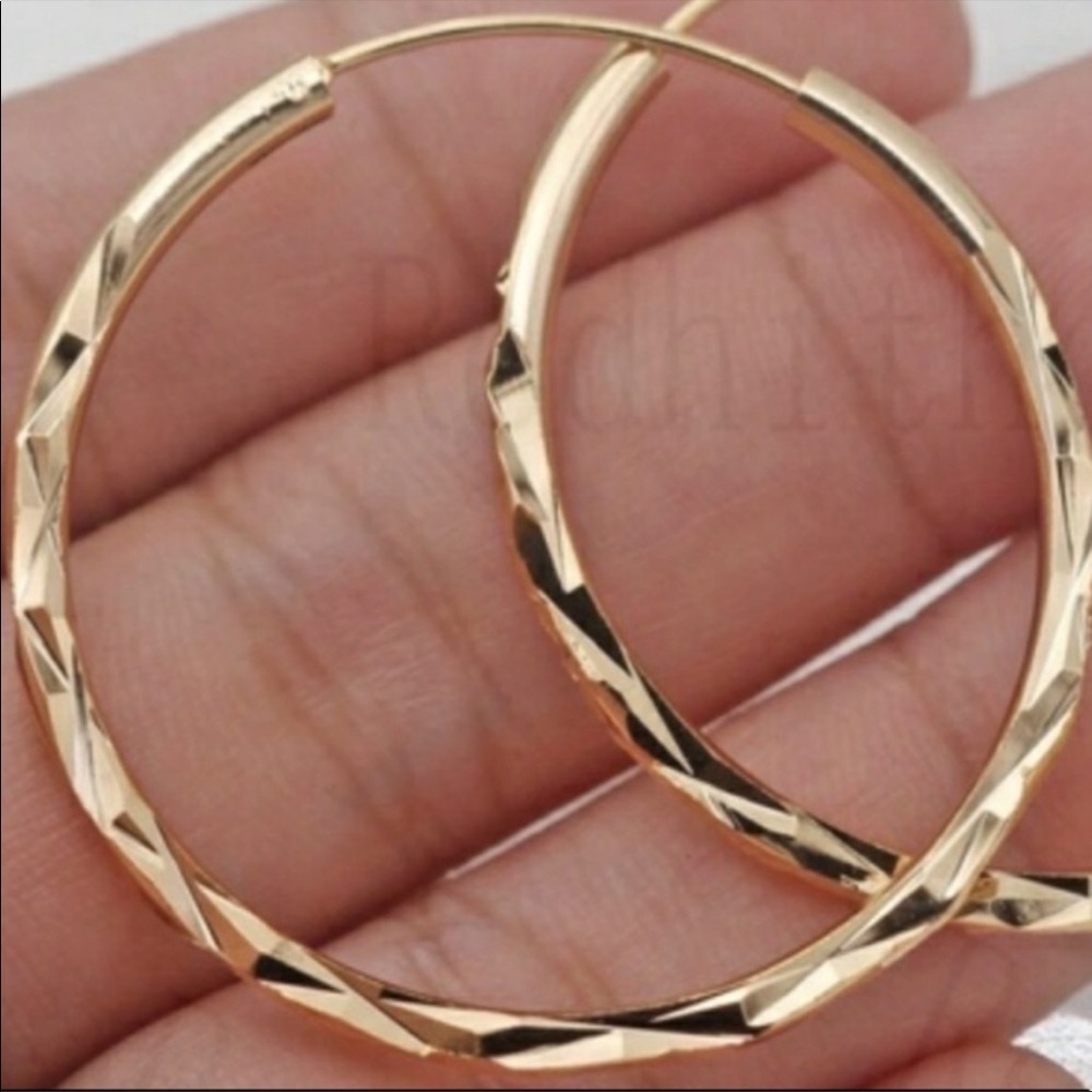 NEW 18K GOLD HOOP EARRINGS - Picture 9 of 9